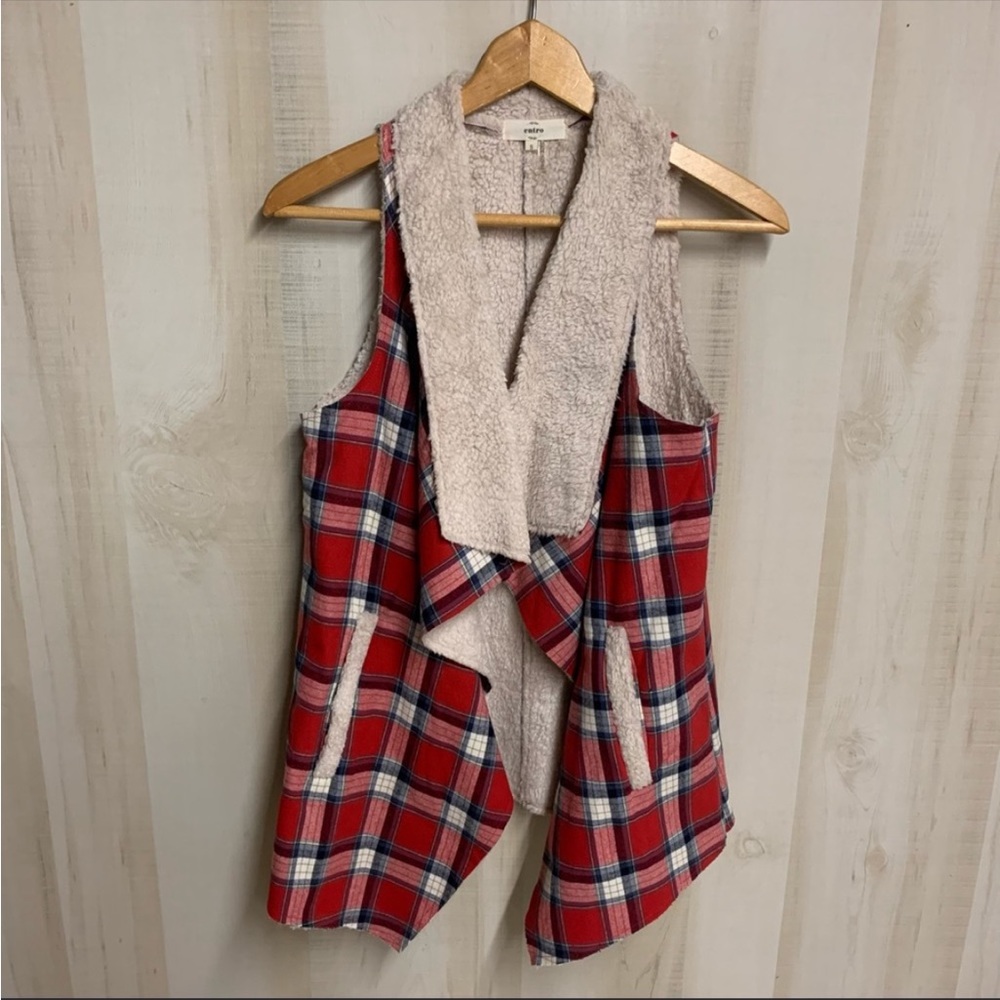 Entro Tartan Sherpa Vest Size Small